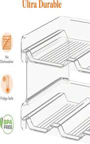 Lifewit Stackable Water Bottle Organizer For Cabinet, Kitchen Pantry Organization And Storage, Plastic Fridge Wine Racks, Tumbler Travel Cup Holder, 2Pack, Hold 6 Bottles