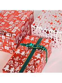 1卷，10米，大尺寸礼品包装纸，彩色镀铝膜涂层光面防水红色圣诞礼物外包装纸，圣诞派对用品圣诞节圣诞装饰品圣诞睡衣圣诞礼物圣诞装饰 - 彩色 - 查看 4