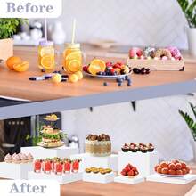 5-Sided Acrylic Food Display Stand, Hollow Bottom, Suitable For Buffet, Brunch, Wedding, Party - White - View 6