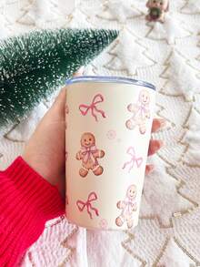 BENNY 350ml/12oz-Christmas Coffee Tumbler , Cute Gingerbread Man Pattern With Snowflakes & Bow Design, Leak-Proot Slide Lid, Insulated Travel Mug For Xmas Gift, Office & Home Use -Festive Holiday Cup,Merry Xmas Theme Insulated Mug-Merry Christmas-Christmas Decorations - Gingerbread Man - View 10
