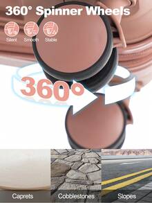 4PCS Carry-On Luggage Sets, Travel Suitcase With Wheels And TSA Custom Lock, PP Hardshell Suitcase, Expandable For More Capacity, Suitable As Gifts For Friends, Durable Luggage Sets For Outdoor Office Back To School College Travel Business Holiday Vacation - Hoa hồng vàng - Xem 5