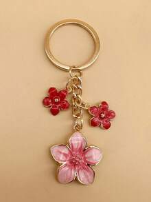 HAILIAN 1pc Alloy Material Sakura Flower Shaped Keychain Lightweight & Elegant Suitable Bag Pendant Car Keys Couples Birthday Holiday Gifts Bridesmaid Gifts Summer - 藍色 - 查看 3