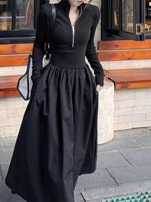 Women Midi Dresses - Black - View 1