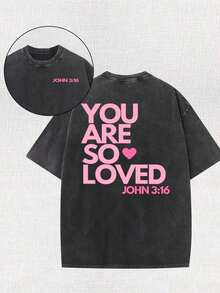 1pcsYou Are A Love Printed Retro Washed T-Shirt, 230G Retro Street Style. Simple And Versatile, Pure Cotton Is Of High Quality, Novel And Fashionable, And It Is A Must-Have Fashion T-Shirt For Spring And Summer.180gMen's Minimalist Washed Short Sleeve Daily Tee - 黑色 - 查看 1