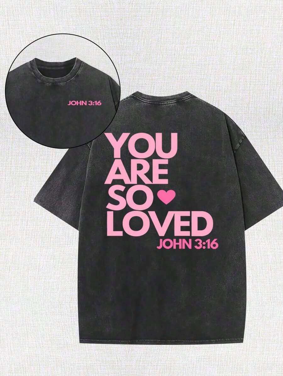 1pcsYou Are A Love Printed Retro Washed T-Shirt, 230G Retro Street Style. Simple And Versatile, Pure Cotton Is Of High Quality, Novel And Fashionable, And It Is A Must-Have Fashion T-Shirt For Spring And Summer.180gMen's Minimalist Washed Short Sleeve Daily Tee - 黑色 - 查看 1