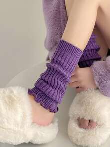 1 Pair Women's Candy Color Leg Warmers, Comfortable Casual Leg Warmers For Autumn/Winter, Cozy
