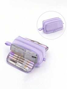 Estojo de lápis grande e multifuncional para estudantes, estojo portátil para canetas, caixa organizadora, presente para material escolar e de escritório, estojo de viagem, presente de volta às aulas para meninos e meninas, presente para mães, especial de Halloween, estilo universitário infantil - Multicolorido - Ver 5