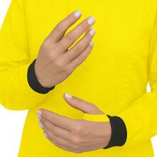 Bata Medica Antifluidos Unitalla marsupial puño con pasador de pulgar fresca suave cordones ajustables - Amarillo - Ver 3