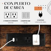 2pcs Bedroom Nightstand Mesa De Noche Rústica Con Estación De Carga Usb - Marrón - Ver 6