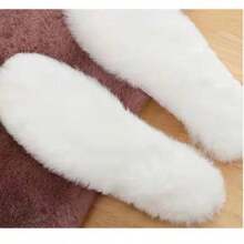 1 Pair Winter Warm Insole, Warm And Breathable Lining Shoe Insole, Warm Boot Insole, Fluffy Insole, Slipper Insole, Comfortable Thick Plush Shoe Pad - White - View 6