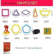 18pcs-146pcs Children's Magnetic Building Block Toys, Children's Large-Sized Magnetic Building Blocks, Design Building Toys For Boys And Girls, Suitable For Children Aged 3-12, STEM Toys, Magnetic Designer Building Board Puzzle Toys