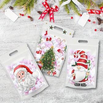 10pcs Christmas Gift Bags With Handles - Santa Claus And Snowman Design, Plastic, Ideal For Holiday Parties And Candy Packaging, Christmas Gift Bags | Santa Claus Theme | Plastic Bags, Christmas Gift Bags Christmas Christmas Decorations Christmas Pajamas Christmas Gifts Christmas Decor