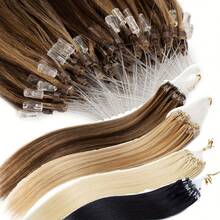 50 Strands Micro Loop Hair Extensions Real Human Hair Invisible Micro Nano Beads Hair Extensions Micro Loop Hair Extensions Straight Micro Link Real Human Hair Hair Invisible Beads Thick Micro Ring Loop Hair Extensions Utral Smooth And Super Soft Silky Straight Micro Loop Human Hair Extensions For Woman - S2 - Xem 5