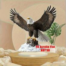 1 件 2D 亚克力鹰雕塑 - 多用途办公桌装饰牌匾，适合办公室、客厅、花园、露台、室内/室外艺术装饰，是感恩节、万圣节、新年、圣诞节的完美礼物 - 彩色 - 查看 7