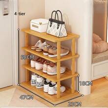 4/6 Tier Elegant Bamboo Shoe Rack (Natural Bamboo Texture) - Space Saving And Easy To Assemble, Suitable For Dorm, Hallway And Kitchen - Fashionable Square Storage Rack For Storing Sneakers, High Heels And Stilettos (Shoe Storage), Top Tier Can Also Be Used For Placing Flower Pots Or Decorations