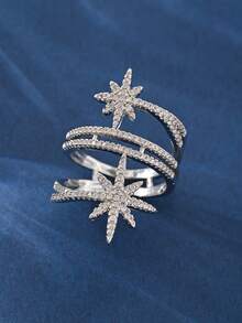 1 chiếc nhẫn đá Cubic Zirconia tinh tế, phù hợp cho nữ, thích hợp cho đám cưới, lễ đính hôn, kỷ niệm, tiệc tùng, ngày Valentine và các dịp khác. - Bạc - Xem 11