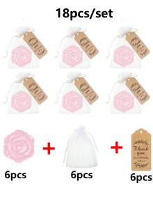 18 cái/bộ, Quà tặng tiệc cô dâu Gương thiết kế hoa hồng Gương nhựa nhỏ gọn Thiệp cảm ơn cô dâu kèm túi Organza Quà tặng tiệc cưới Quà tặng phù dâu cho khách Đồ dùng tiệc cưới - Màu tím - Xem 15