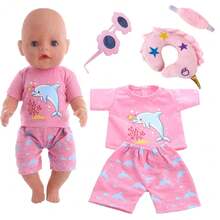 1 件套娃娃衣服套装，适合 18 英寸娃娃、居家和户外休闲运动装，带眼镜（不含娃娃）