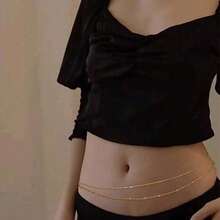 1PcsFashion Round Bead Chain Double-Layer Women's Waist Chain, Metal Chain Body Chain Belly Chain Waist Jewelry Free Shipping - Y138 金色 - 查看 1