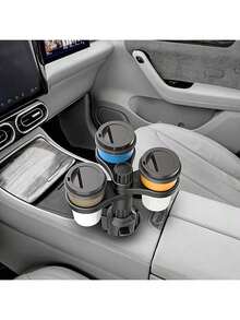 Upgraded Multi-Function Car Cup Holder, One-Time Expansion Can Accommodate Three Cups, Extendable Base Stable Without Shaking - Black - View 6