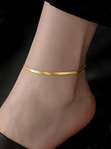 1 Peça Tornozeleira de Corrente de Aço Titânio Liso, Acessório Unissex Minimalista para o Dia a Dia (Embalagem em Saco OPP)