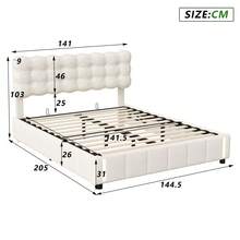 MISNODE Upholstered Bed 140 X 190 / 140 X 200 / 160 X 200cm, Hydraulic Bed With Slatted Frame, Children's Bed, Double Bed, Youth Bed With Storage Space, Beige, Velvet, Suitable For Adults And Teenagers - 米色 - 查看 3