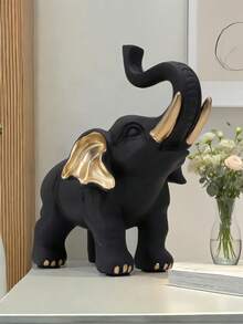 2pcs/1pc Gold Elephant Ornaments, Resin Animal Statue Arts And Crafts, Home Decoration Ornaments, Living Room Desktop, Office Desktop Layout, Winter Christmas And New Year Decoration Best Gift Birthday.