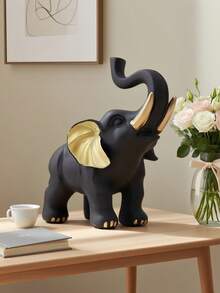 2pcs/1pc Gold Elephant Ornaments, Resin Animal Statue Arts And Crafts, Home Decoration Ornaments, Living Room Desktop, Office Desktop Layout, Winter Christmas And New Year Decoration Best Gift Birthday.