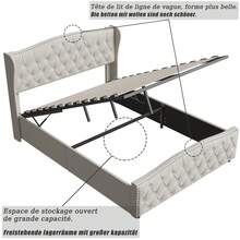 Caluself Letto Caluself Soft Pad – Letto matrimoniale con sistema di sollevamento idraulico – Letto Velvet Orange Wave – Adatto per camere da letto e camere degli ospiti