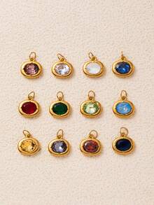 12岁生日石吊坠，适合DIY项链、手链、耳环、包包链、钥匙扣等饰品制作。吊坠采用不锈钢材质，镶嵌彩色锆石，并镀18K金。可作为礼物送给妻子、母亲、女友，或用作女士饰品、DIY手工艺品、钥匙扣配件等。 - 彩色 - 查看 2