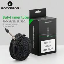 ROCKBROS 1 件公路自行车内胎 - 丁基橡胶结构（卓越的空气保持性、高柔韧性、出色的耐热性、延长的使用寿命），700C 尺寸（700*23C/25C/28C/35C），带两种阀门类型 - 黑色 - 查看 3