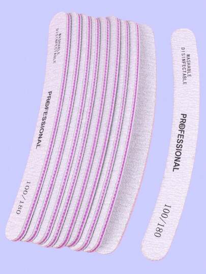 5 件灰色专业弧形指甲锉 100/180 粒度，美甲用品，美甲工具，美甲工具，返校，指甲，按压指甲的美甲工具