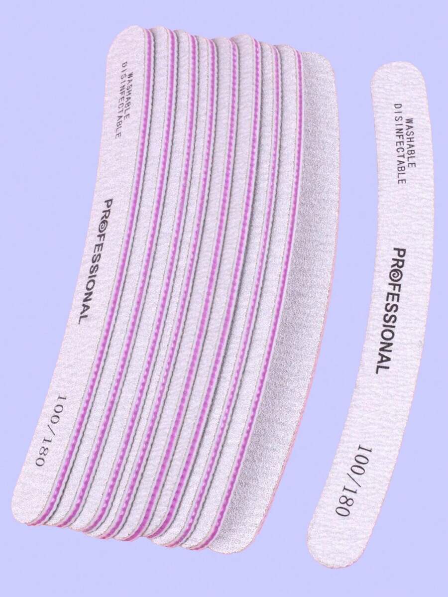 5 件灰色专业弧形指甲锉 100/180 粒度，美甲用品，美甲工具，美甲工具，返校，指甲，按压指甲的美甲工具 - 灰色 - 查看 1