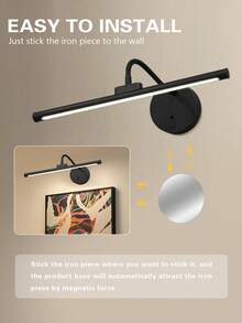 1 件现代 LED 台灯壁灯带 USB 充电，3 色照明绘画灯，360° 可调节灯臂和遥控器，适合家庭办公室、卧室、宿舍 - 阅读和环境照明的理想礼物 - 金色/黑色（1800mAh） - 黑色 - 查看 12