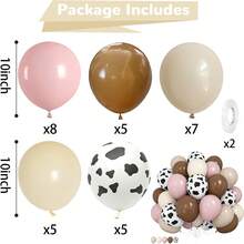 60Pcs Cow Print Balloons, Pastel Pink Cow Print Latex Balloons, Pink Cream Beige White Balloons For Birthday Baby Shower Cowgirl Rodeo Farm Animals Gender Reveal Party Decorations Supplies - Multicolor - View 10