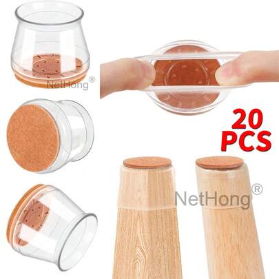 20pcs Silicone Chair Leg Cap Covers -Furniture & Floor Protectors For Table Legs