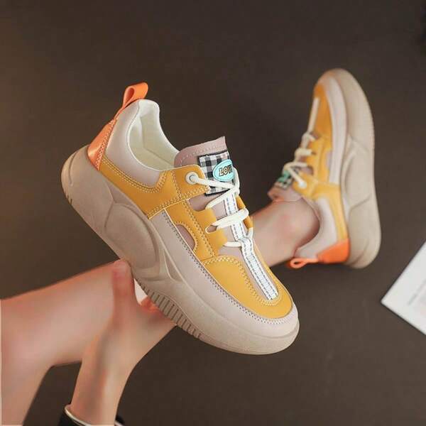 Women's Minimalist Retro Casual Dance Shoes, Women's Fashion Casual Lace-Up Breathable Patchwork Sneakers, Lightweight Comfortable Slip-On Skateboard Shoes, Patchwork Yao Yao Shoes