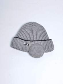 1pc Men's Grey Ear Protection Knitted Hat With Thermal Lined , Skull Cap For Outdoor Cold Weather, Suitable For Daily Use Beanie Fall Outfit - Light Grey - View 5