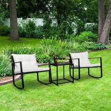 4 Piece Outdoor Conversation Set PE Wicker Black With Cushions, Patio Conversation Set, Rattan Sofa Set For Garden, Deck - A - 查看 12