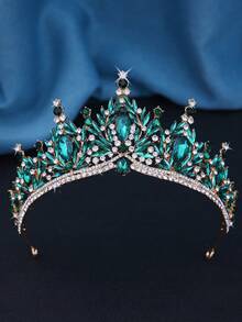 Luxury Crystal Leaf Bridal Crown, Rhinestone Adult Party Tiara, Beauty Pageant Crown For Festivals And Events - 皇冠 - 查看 7