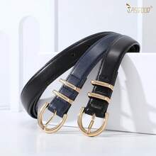 2-Pack Women's Leather Belts For Jeans And Dresses Plus Size - H-黑色+藏青色 - 查看 5