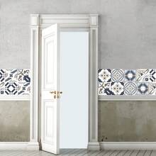 1卷PVC瓷砖家居装饰壁纸，自粘可移除波西米亚陶瓷贴纸，欧式曼陀罗图案墙贴，复古棕绿粉蓝条纹边框，多种尺寸可选（3.94/5.91/7.87/11.8 x 78.7英寸）。墙地两用壁纸，复古风格家居装饰，适用于墙面装饰、室内DIY、厨房、浴室、洗衣房、壁炉及其他房间装饰。 - 彩色 - 查看 8