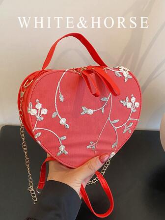 Nueva bolsa de hombro casual con forma de corazón de encaje de moda para mujer, verano