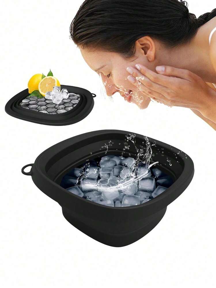 1pc Foldable Silicone Ice Bowl, Face Ice Therapy Tray, Outdoor Portable Ice Bath Bowl With Built-In Ice Tray, Compact Silicone Face Ice Bath Bowl For Cold Therapy, Skin Tightening And Acne Relief, Portable SPA Tool For Home And Travel Use - Multicolor - View 2
