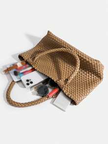 手工编织单肩腋下包女2025新款时尚百搭大容量托特包母子包