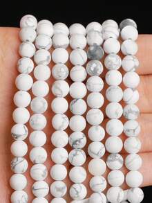 15 Inch 4/6/8/10/12mm Natural Stone Round Beads, Turquoise/White Turquoise/Blue Turquoise, Protective Energy/Prosperity/Chakra Healing Stones, For DIY Jewelry Making/Bracelets/Necklaces And Craft Accessories