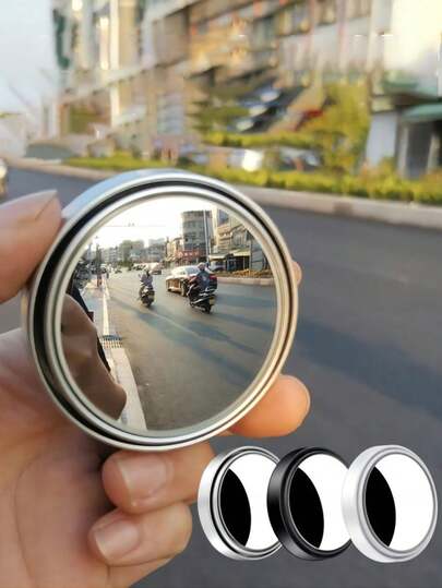Car Rearview Mirror Stick-On Convex Blind Spot Mirror 360° Adjustable Wide Angle Auxiliary Mirror