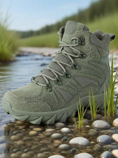 Men's Hiking Boots, One Pair Of Sand Colored Hiking Boots, One Pair Of Black Boots, One Pair Of Green Boots, Outdoor Hunting Boots, Outdoor Hiking Boots, Self Training Boots, Outdoor Walking Boots, Road Hiking Boots