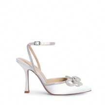 Zapatos de tacón Alto Destiny para Mujer, con Punta Cerrada y Tiras, con Diamantes de imitación y Correa en el Tobillo, Ideales para Bodas, Novias y Fiestas. - Blanco - Ver 6