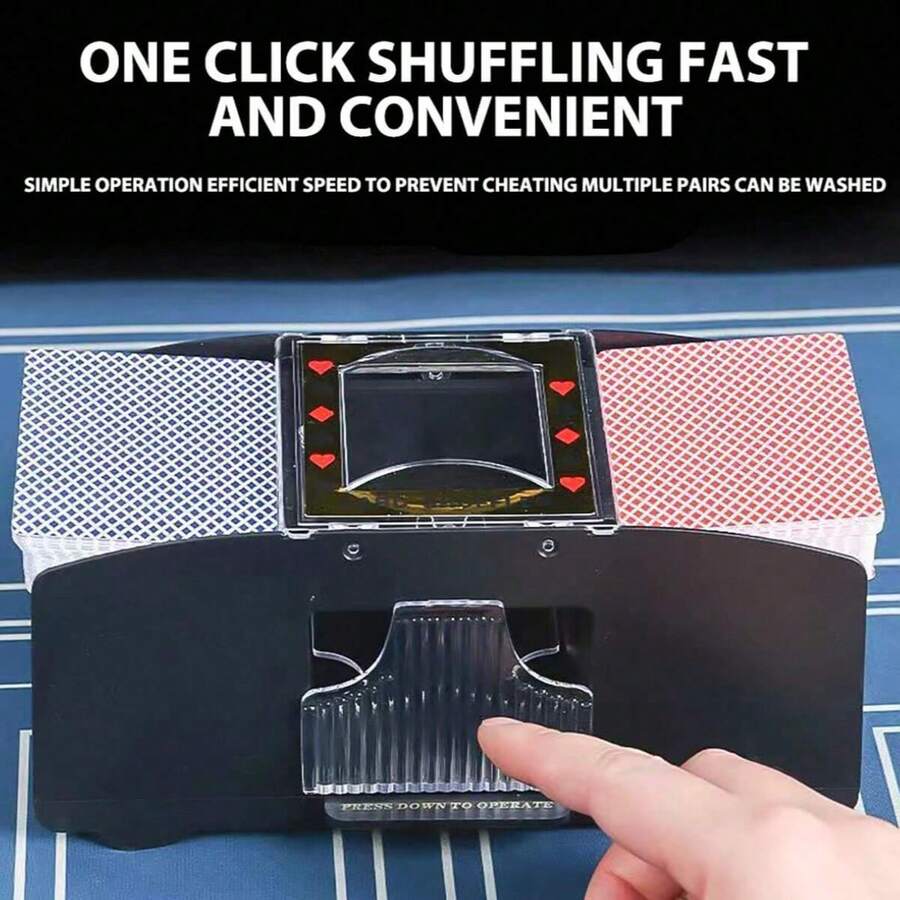 1pc Plastic Card Shuffler, Shuffles 1-2 Decks Of Black Playing Cards